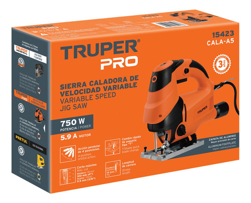 Sierra Caladora Truper Cala-a5 750w 127v Velocidad Variable
