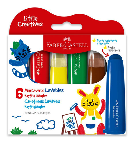 Marcador Extra Jumbo Little Creatives X6 Faber Castell Color Multicolor
