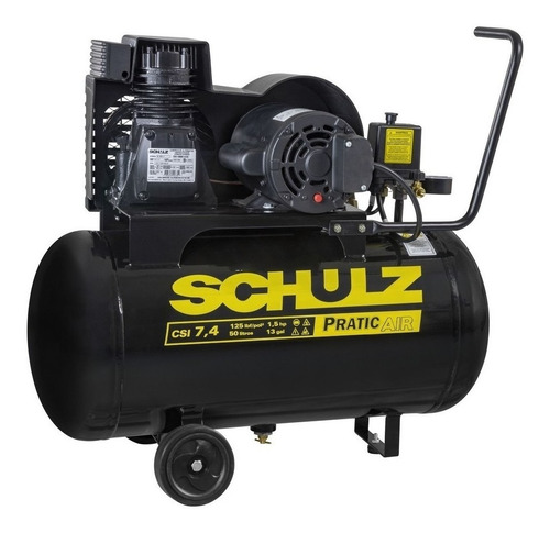 Compressor de ar elétrico portátil Schulz Pratic Air CSI 7.4/50 monofásica 46L 1.5hp 127V/220V 50Hz/60Hz preto