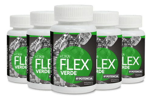 Kit De 5 Frascos De Kuka Flex Verde- 30 Tabletas