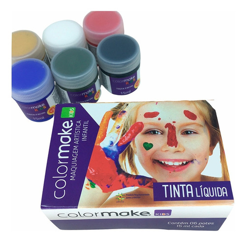 Tinta Facial Color Make Kids Com 6 Cores Cor do blush Colorido