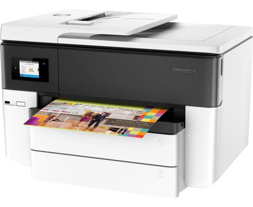 Impressora portátil a cor multifuncional HP OfficeJet Pro 7740 com wifi branca e preta 100V/240V