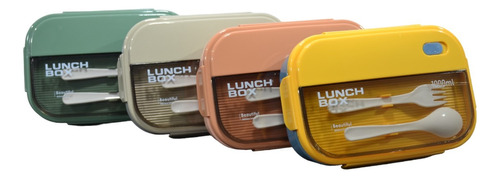 Lunchera Vianda Rectangular C/divisiones Cuchara Y Tenedor 