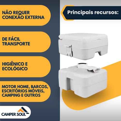 Vaso Sanitário Portátil 20 Litros Banheiro Químico Motorhome