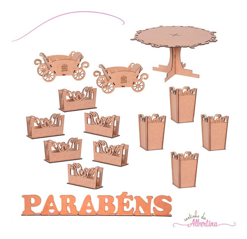 Kit Festa Mdf Provençal Coração Aniversário - Envio 24 Hs