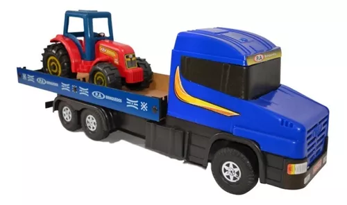 Caminhao brinquedo azul scania