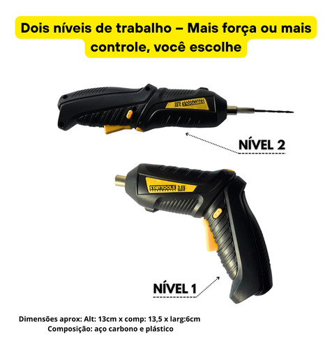 Mini Parafusadeira Recarregável 3.6v Com Kit Bits E Brocas