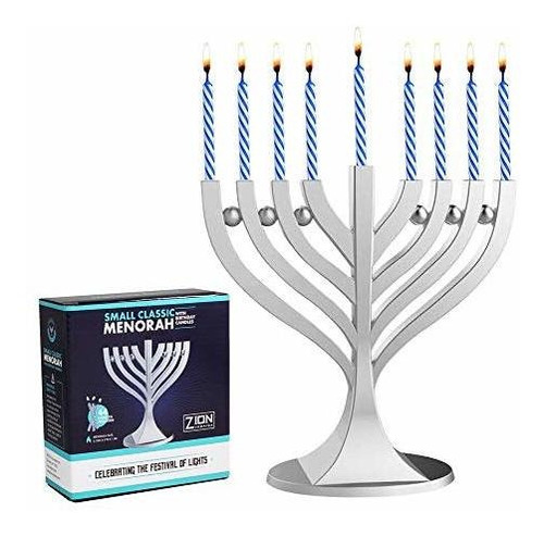 Zion Judaica Mini Classic Menorah Con Mini Velas De Hanukkah