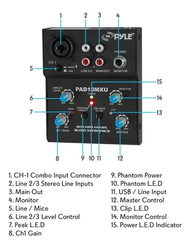 Mezclador De Audio Profesional Pyle-pro Pad10mxu