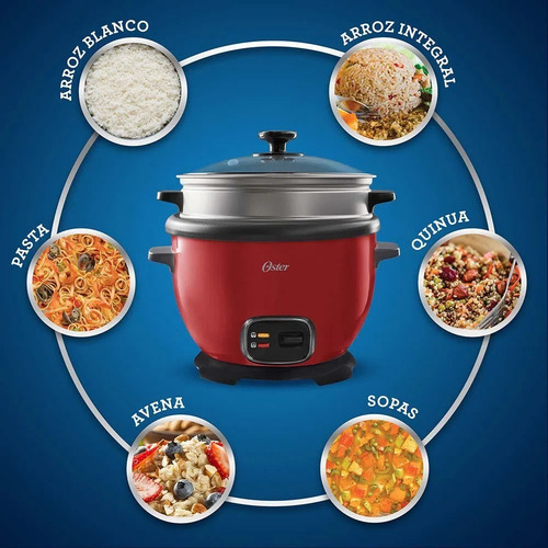 Olla Arrocera Multiusos Oster Rojo Ckstrc5730r 2.2 Lts