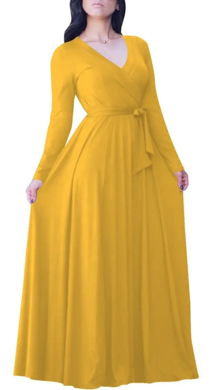 Vestido Mostaza Largo | MercadoLibre 📦