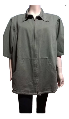 Campera Jean Verde Militar Manga 3/4 Talle Grande 3xl Divina