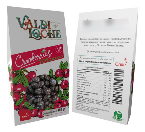 Grageas Cranberry 70% Cacao Fino De Aroma Veganos