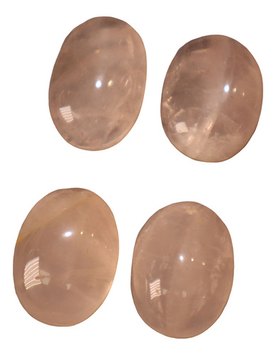Lote 4 Cuarzos Rosa 100% Natural Cabujon Oval 23x18mm 114ct Rosa Claro