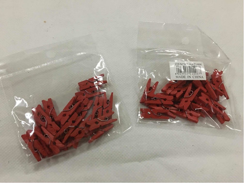 Paquete De 20 Broches De Madera Color Rojo De 2.5 Cm