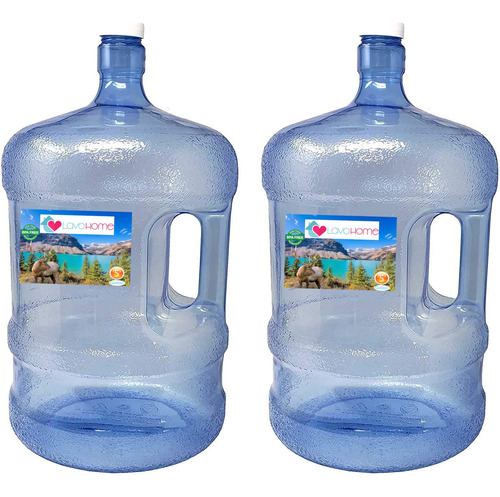 2 Recipiente Plastico Para Botella Agua 5 Galon Tapa Asa Bpa