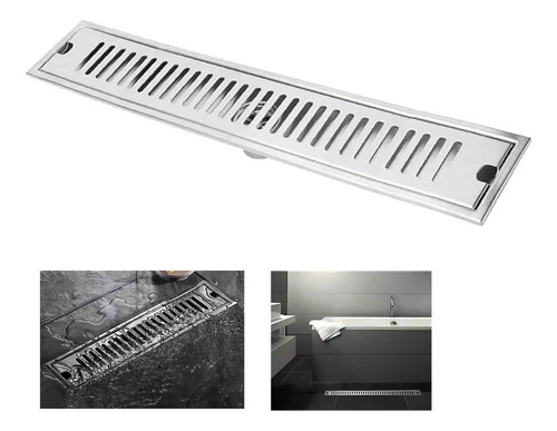 Ralo Linear Aço Inox 40cm Banheiro Anti Odor E Insetos Area