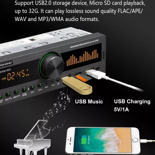 Compre Panel Fijo 1 Din Bluetooth Radio Para Coche/reproductor De Mp3 Con  Usb/sd/aux y Radio De Coche Bluetooth de China por 7 USD