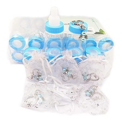 Simplewoo Baby Shower Favors Botellas Azules Y Llaveros De Á