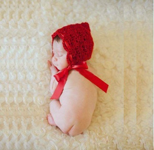 Imagem 1 de 3 de Touca Chapeuzinho Vermelho Em Crochê Newborn Para Bebês Bonê