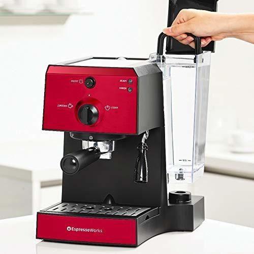 Cafetera Espresso Con Espumador Rojo Espressoworks 15 Bar