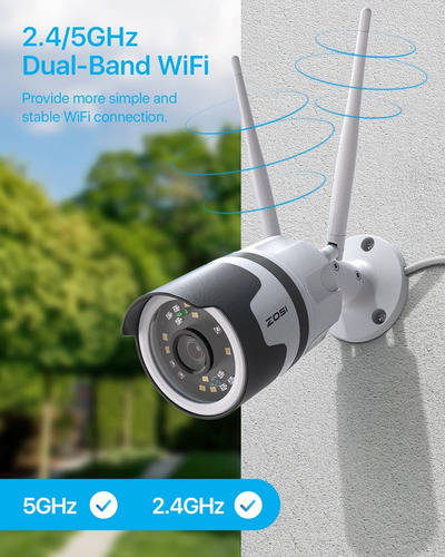 Imagen 3 de 4 de Zosi Cámara De Seguridad Wifi Para Exteriores Alexa Amazon
