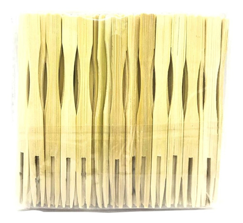 Imagen 1 de 4 de Pinchos De Madera Bamboo Mini Tenedor 9cm Catering X 100 U