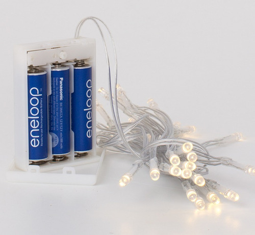 Imagen 5 de 7 de Luces Navideñas De Pilas 30 Leds 3mt Luz Ámbar Blanco Cálido
