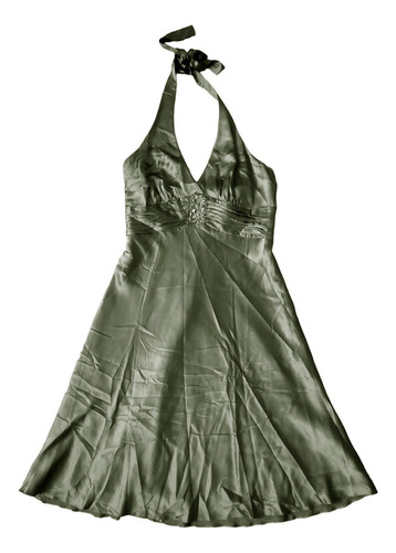 Vestido Halter De Seda Verde Jones New York Talla 10