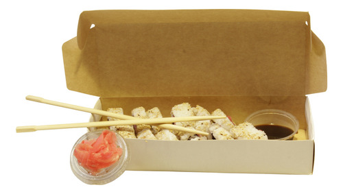 25 Cajas 24x8x4 Cm Comida Para Sushi Hot Dog Galletas Dulces Color Blanco