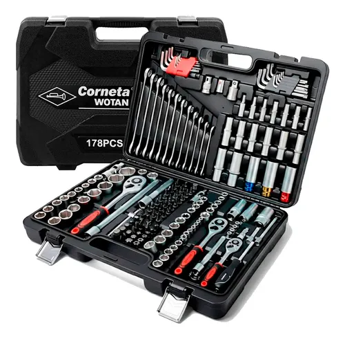 Kit Jogo Maleta De Ferramentas 178 Peças Cromo Vanádio