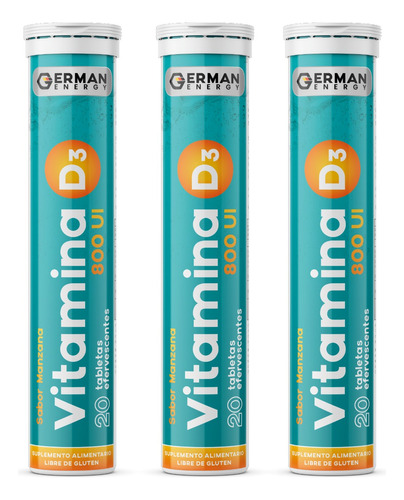 Vitamina D3 800 Ui Sabor Manzana German Energy Pack 3
