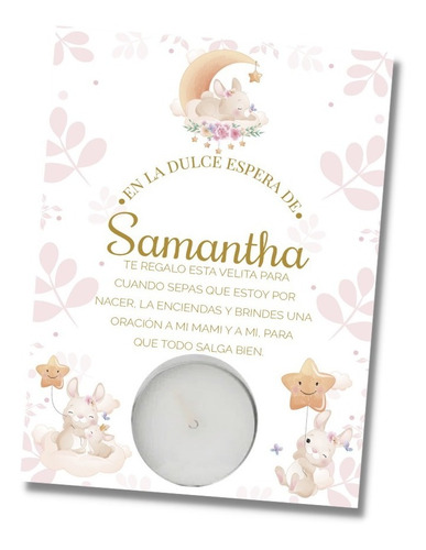 80 Velitas Personalizadas Oración Para Baby Shower Recuerdos