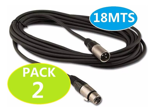 Pack2 Cable Extensión Dmx - Xlr3 18metros