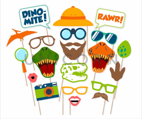 Kit Imprimible - Photo Booth - Props - Toppers - Dinosaurios