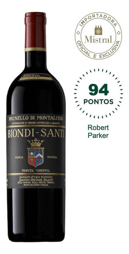 Vinho tinto Sangiovese Biondi Santi 2008 adega Mistral 750 ml
