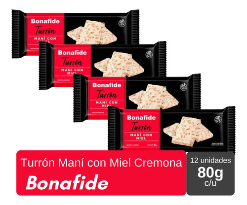 Turron Cremona De Mani Bonafide 80g X12 Unidades