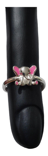 Anillo Niña Elefante Esmaltado Ajustable Plata 925 + Caja R