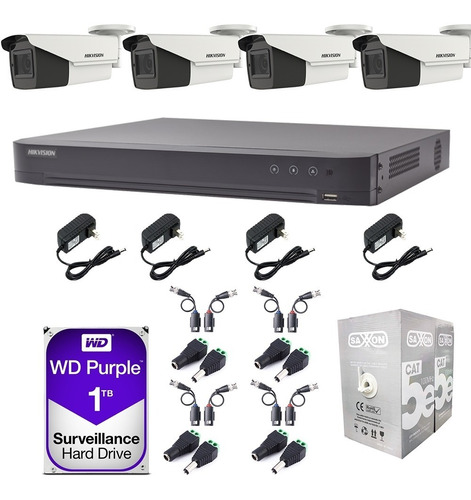 Kit Video Vigilancia 4 Cámaras 8 Mp Hikvision Dd Purple 1 Tb