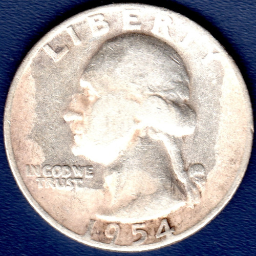 1/4 Dollar 1954 Moneda Plata 900 Estados Unidos Quarter
