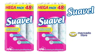 Papel Suavel Mega Pack 48 R. 200 Hojas Dobles Pack 96 Rollos