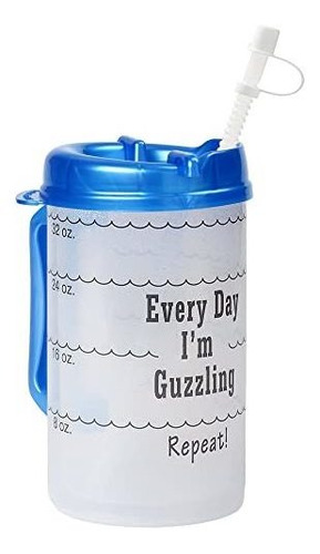 Vaso Grande Medidor De Agua Para Hospital, 32 Oz, Azul.