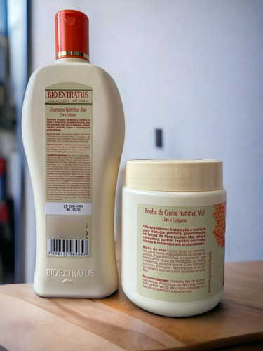 Kit 1 Shampoo 1 Banho Creme Mel Nutritivo 500 Ml Bio E K9715