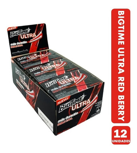 Chicle Bigtime Ultra Red Berry Display Con 12 Unidades