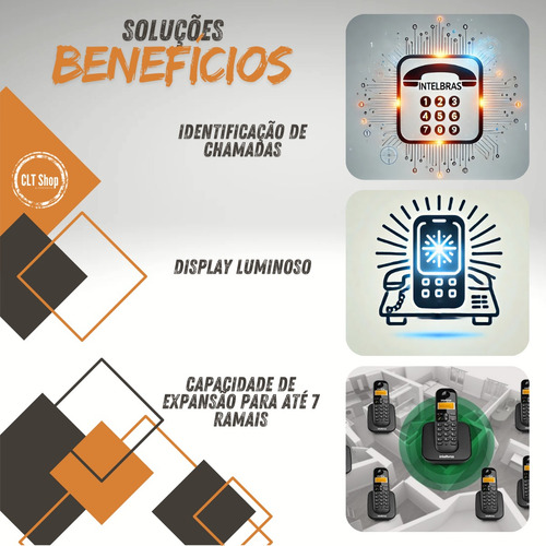 Kit Telefone Ts 3110 Intelbras E 2 Extensão Data Hora Alarme