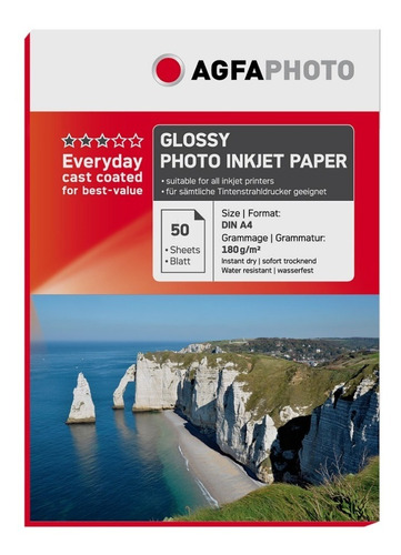 Papel Premium Agfa Glossy 180gr 50 Hojas A4