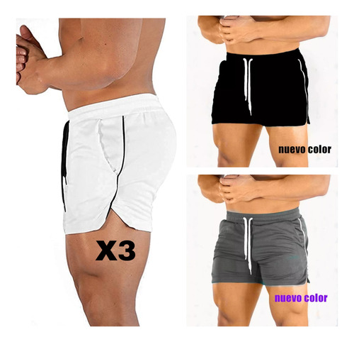 Pantaloneta, Short Gym, Abertura,  Promo X 3 Unades