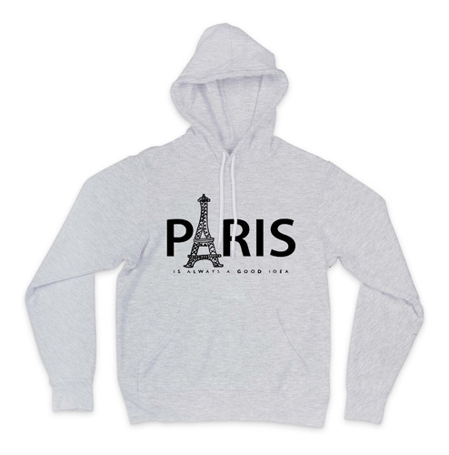 Imagen 4 de 6 de Buzo Capucha Gris Paris Paises Ciudades Hombre Mujer Niños
