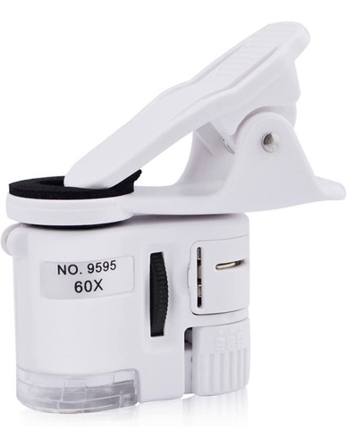 Lupa 60x Con Luz Led Blanco Uv Con Broche Para Celulares