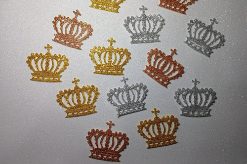 Figura Troquelada Corona Rey Papa Goma Eva Glitter(20utotal) Colores Surtidos